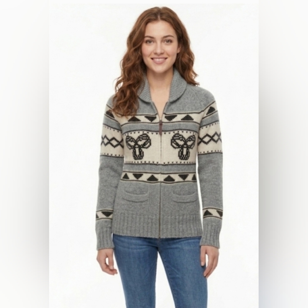 🌷Aritzia TNA "Sea to Sky" Cowichan-style zip-up cardigan in Grey🌷size: S